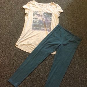 Girls size 14 old navy outfit (teal)